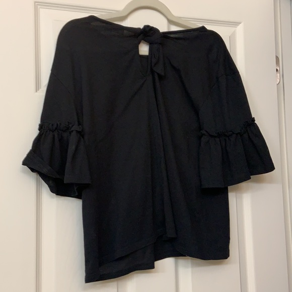 Midnight black Ruffle Tie back Partyyy🥂 Top! - Picture 1 of 4